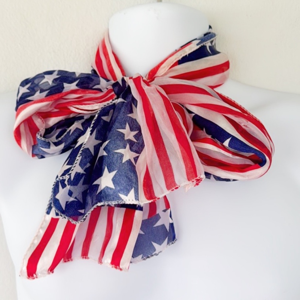Vintage American flag lightweight semi-sheer neck head scarf one size